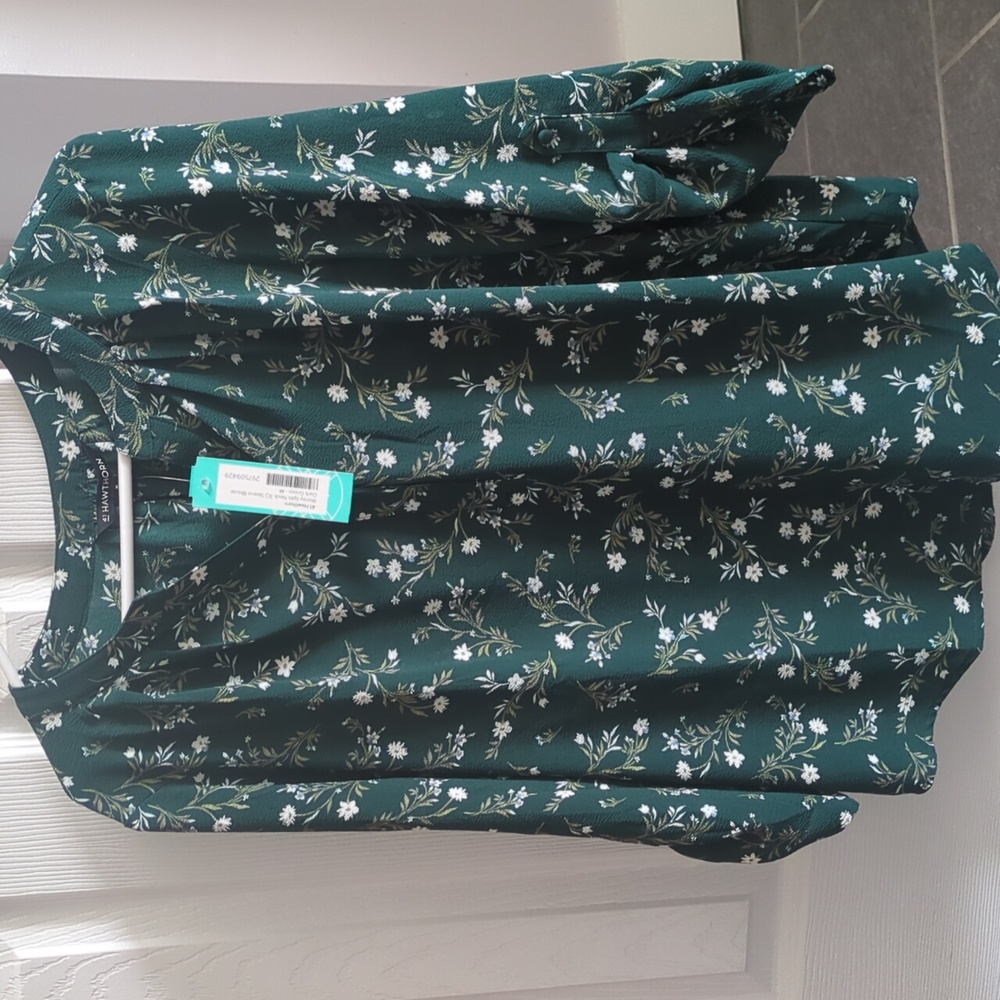 NWT Morey Split Neck 3/4 Sleeve Blouse